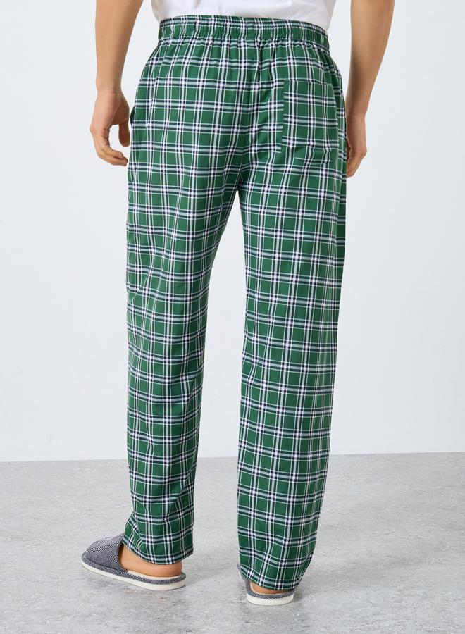 Styli Men Green Checkered Relaxed Fit Pyjama - Image 4